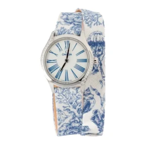 omega de ville mini tresor steel on blue toile de jouy