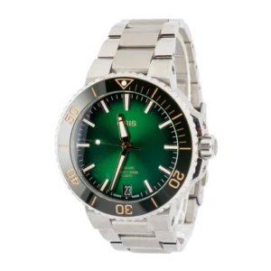 oris aquis date green dial calibre 400 stainless steel