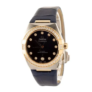 omega constellation two tone blue diamond dial