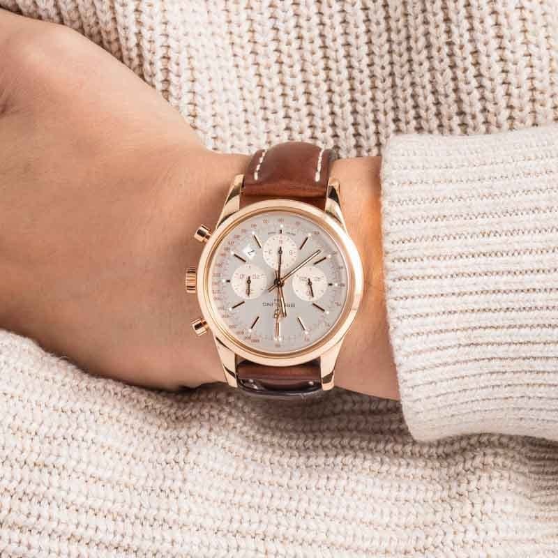 pre owned breitling transocean chronograph rb0152 rose gold