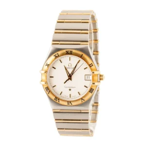 used omega constellation silver textured dial