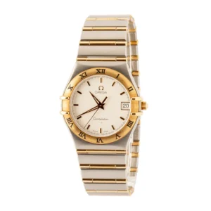 used two tone omega constellation silver textured dial