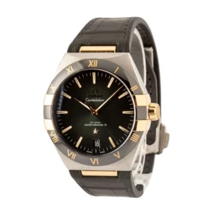 omega constellation steel & yellow gold green dial