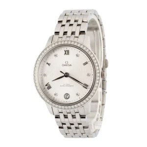 omega stainless steel de ville prestige silver diamond dial